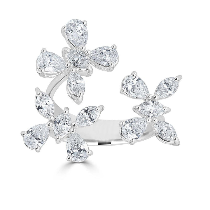 Zydo ring with diamonds flying butterflies white gold 55357