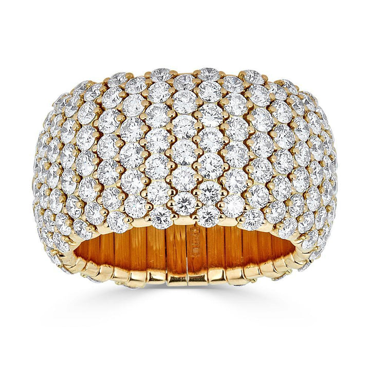 Zydo yellow gold diamond dome wide elastic ring 57617