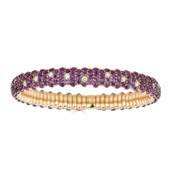 Zydo rose gold amethyst domed elastic bracelet 60862