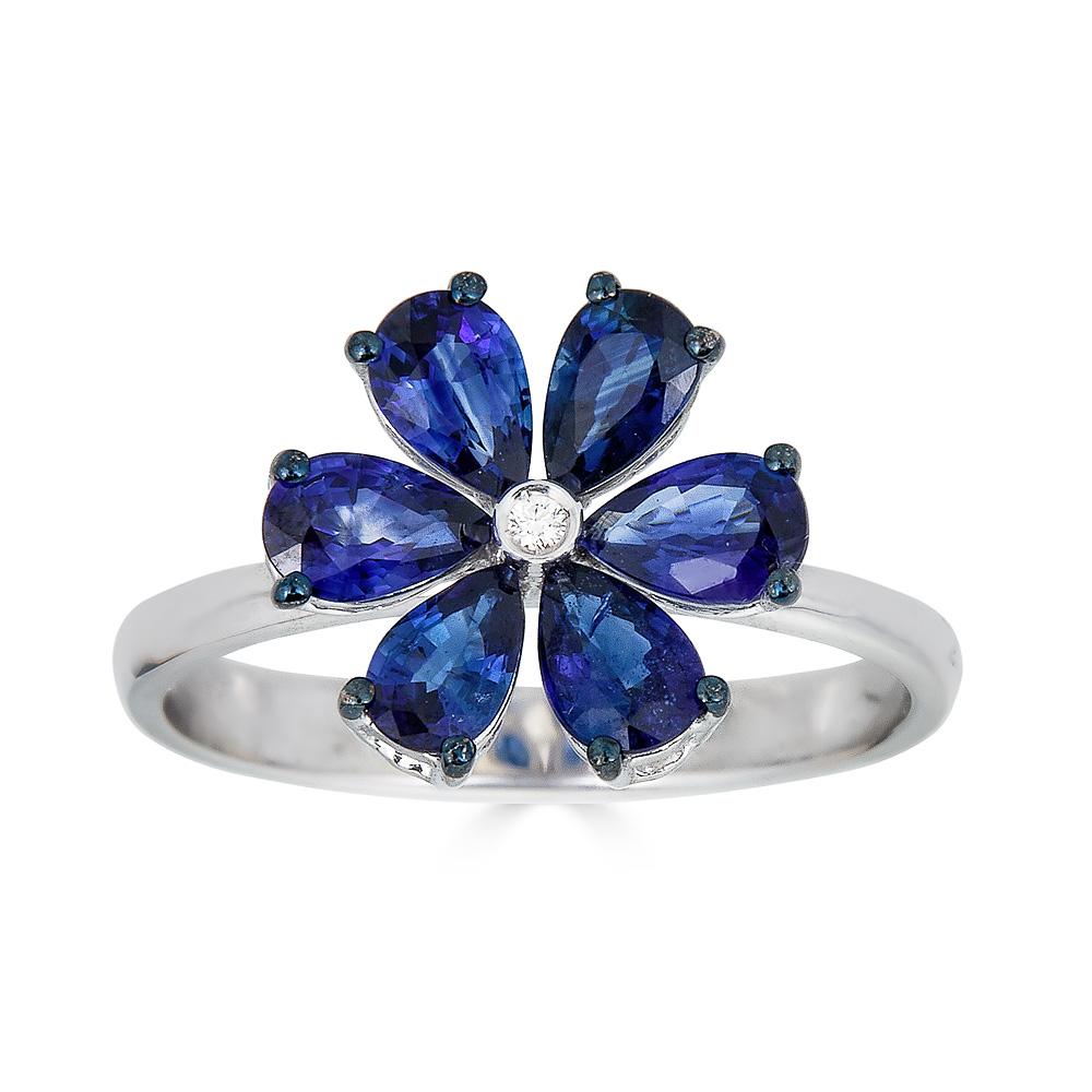 Zydo ring with diamond flower and yellow gold colored precious stones 62219