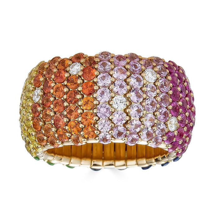 Zydo Gelbgold-Regenbogenkuppel-breiter elastischer Ring 64159