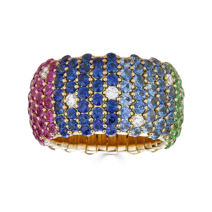 Zydo Gelbgold-Regenbogenkuppel-breiter elastischer Ring 64159