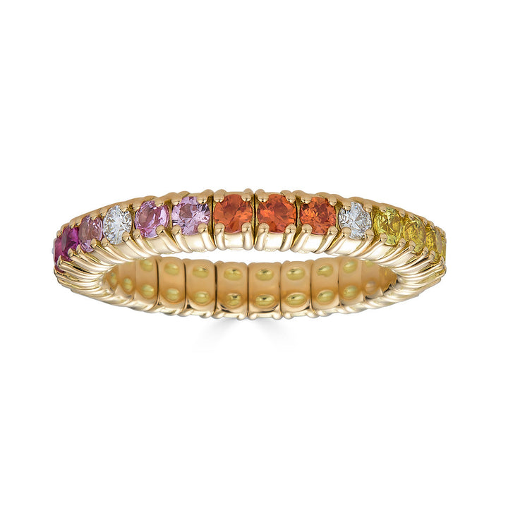 Zydo stretch rainbow eternity ring yellow gold 63152