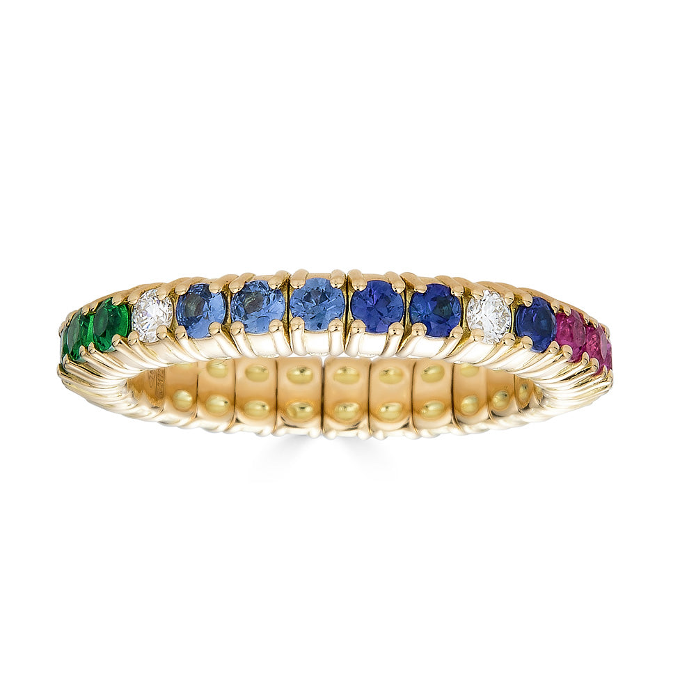 Zydo stretch rainbow eternity ring yellow gold 63152