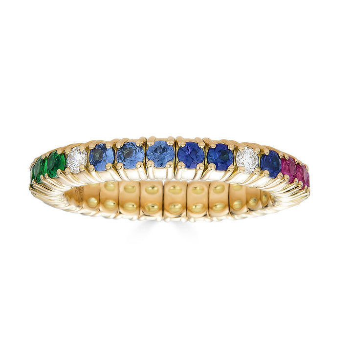 Zydo stretch rainbow eternity ring yellow gold 63152