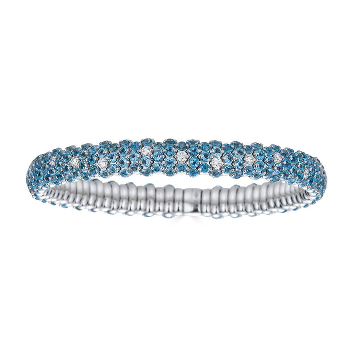 Zydo domed elastic bracelet with blue topaz white gold blue topaz 63554