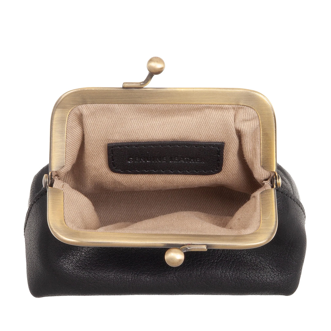 Nuvola Pelle miniveske for kvinner i ekte vintage bøffelskinn med Clic Clac-lukking - Håndlaget myntveske - Elegant håndveske med avtagbar justerbar skulderstropp retrostil