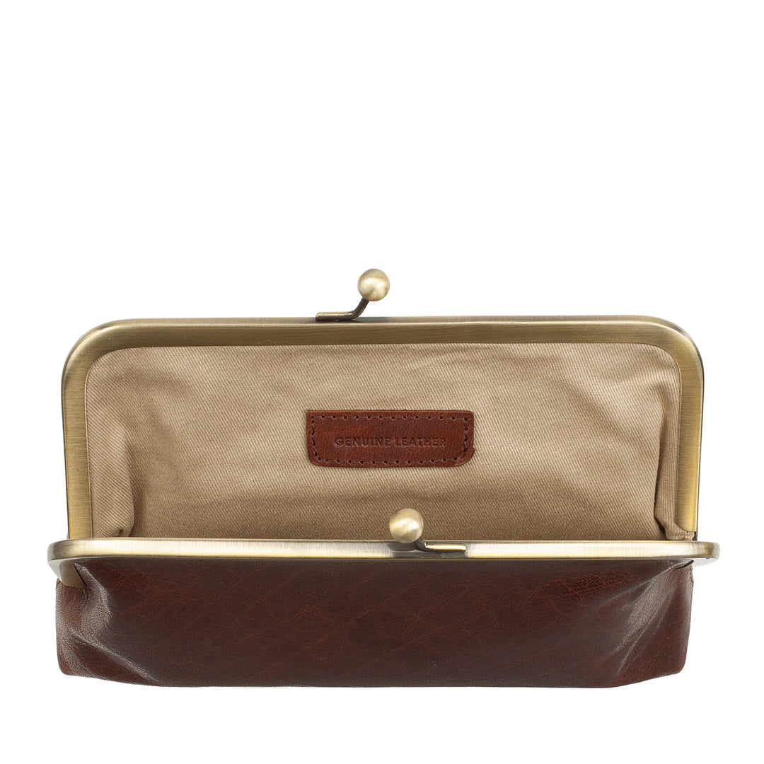 Nuvola Pelle Damentasche aus echtem Vintage-Büffelleder mit Clic-Clac-Verschluss und verstellbarem, abnehmbarem Schultergurt – kleine, elegante Retro-Handtasche