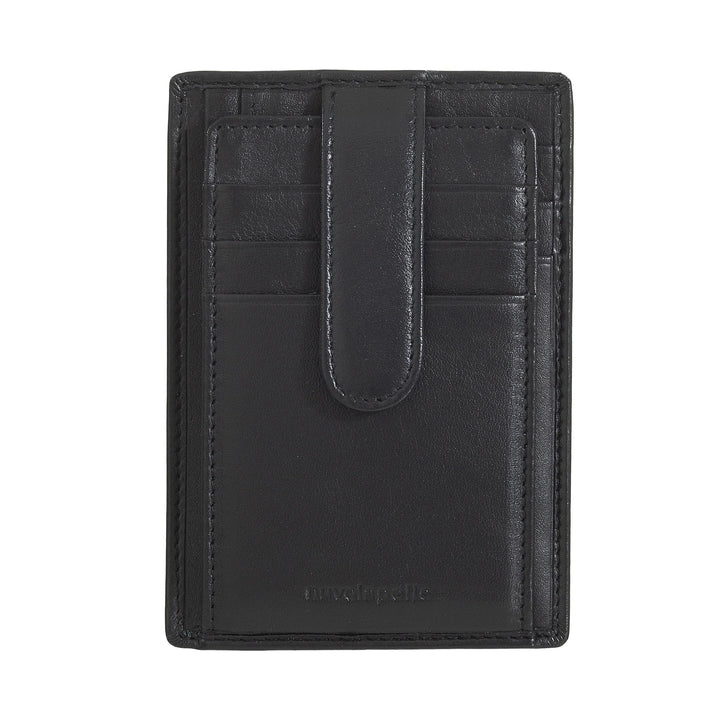 Tarjetero de hombre Nuvola Pelle Slim ultrafino en piel de napa con cierre de botón