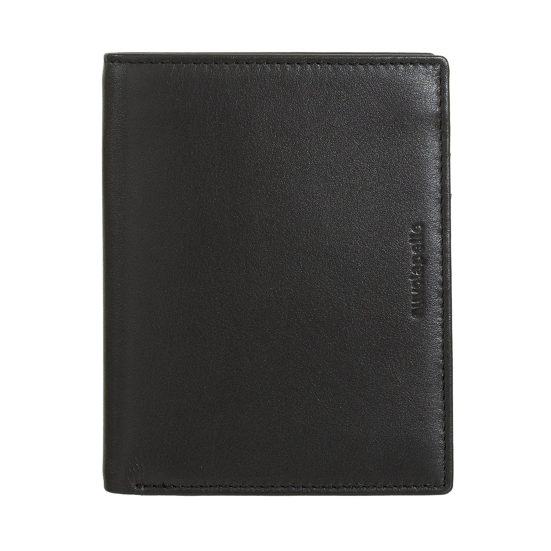 Nuvola Pelle Cartera tipo libro vertical de piel para hombre - Cartera grande multibolsillos para monedas, documentos, tarjetas de crédito y tarjetas