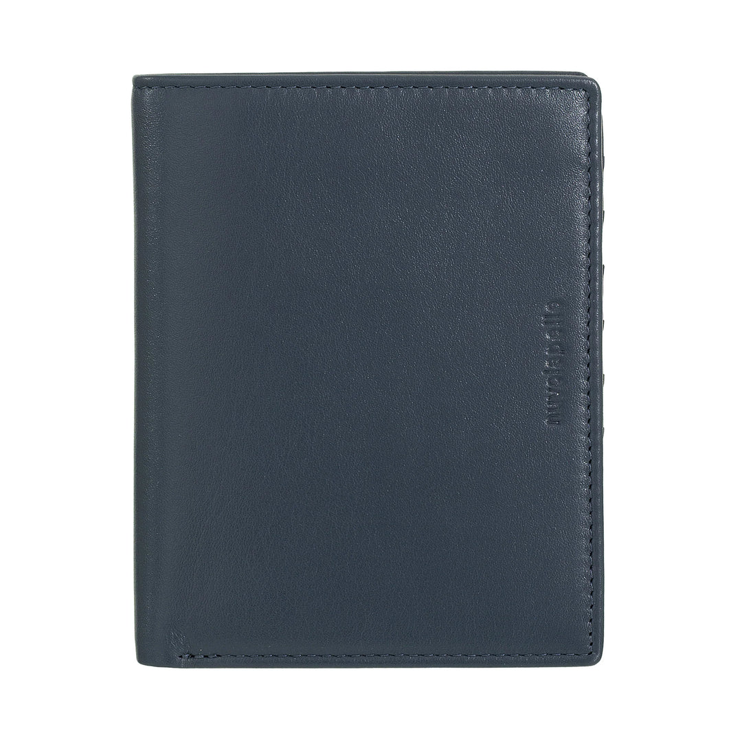 Nuvola Pelle Cartera tipo libro vertical de piel para hombre - Cartera grande multibolsillos para monedas, documentos, tarjetas de crédito y tarjetas