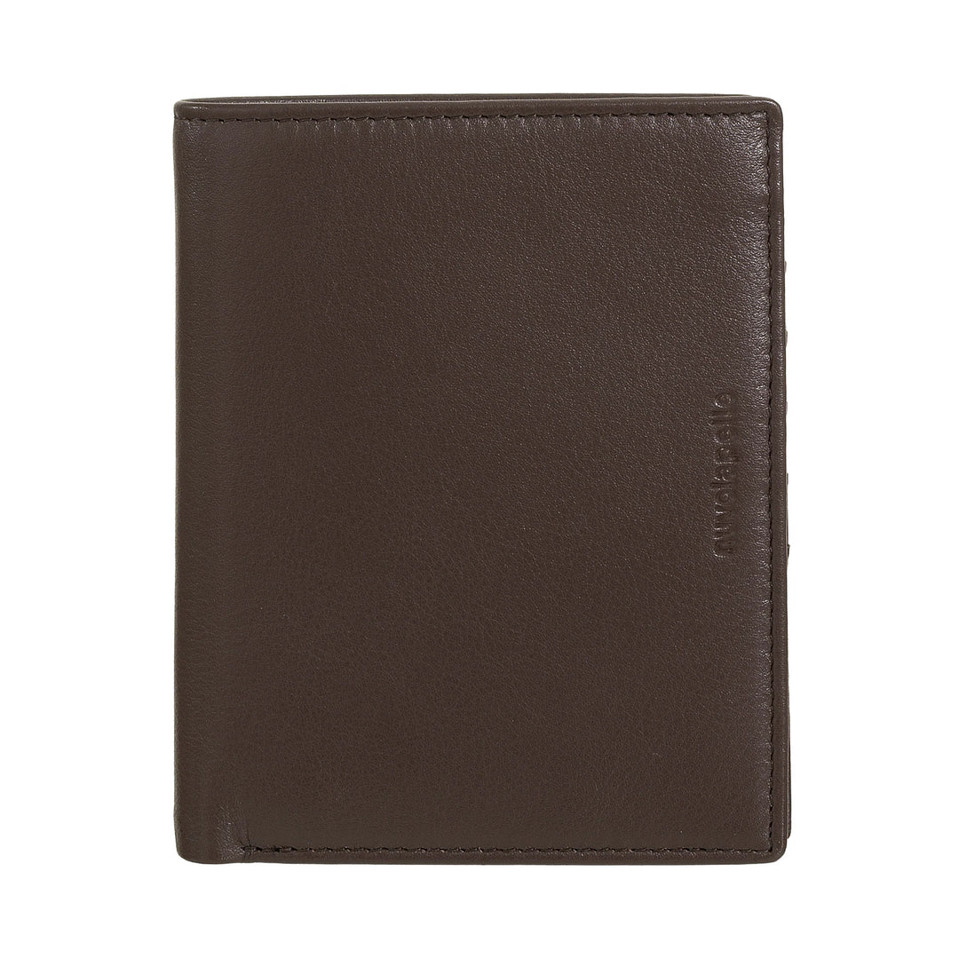 Nuvola Pelle Cartera tipo libro vertical de piel para hombre - Cartera grande multibolsillos para monedas, documentos, tarjetas de crédito y tarjetas