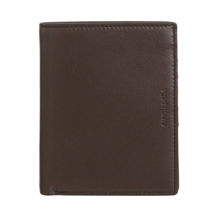 Nuvola Pelle Cartera tipo libro vertical de piel para hombre - Cartera grande multibolsillos para monedas, documentos, tarjetas de crédito y tarjetas