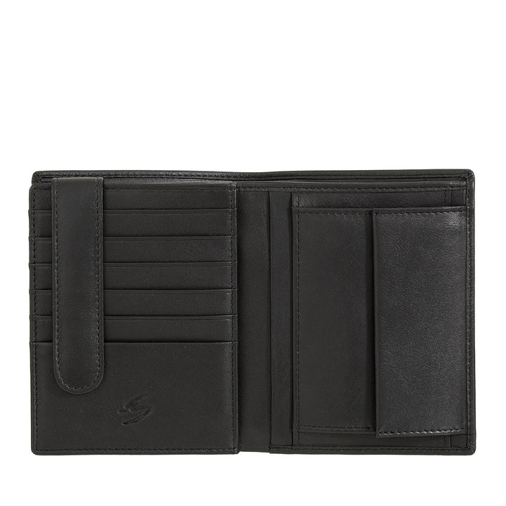Nuvola Pelle Cartera tipo libro vertical de piel para hombre - Cartera grande multibolsillos para monedas, documentos, tarjetas de crédito y tarjetas