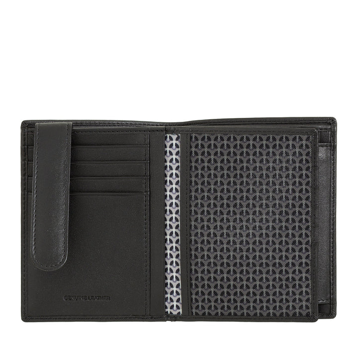Nuvola Pelle Cartera tipo libro vertical de piel para hombre - Cartera grande multibolsillos para monedas, documentos, tarjetas de crédito y tarjetas