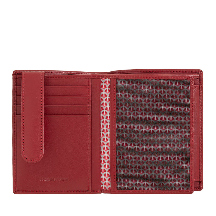 Nuvola Pelle Cartera tipo libro vertical de piel para hombre - Cartera grande multibolsillos para monedas, documentos, tarjetas de crédito y tarjetas