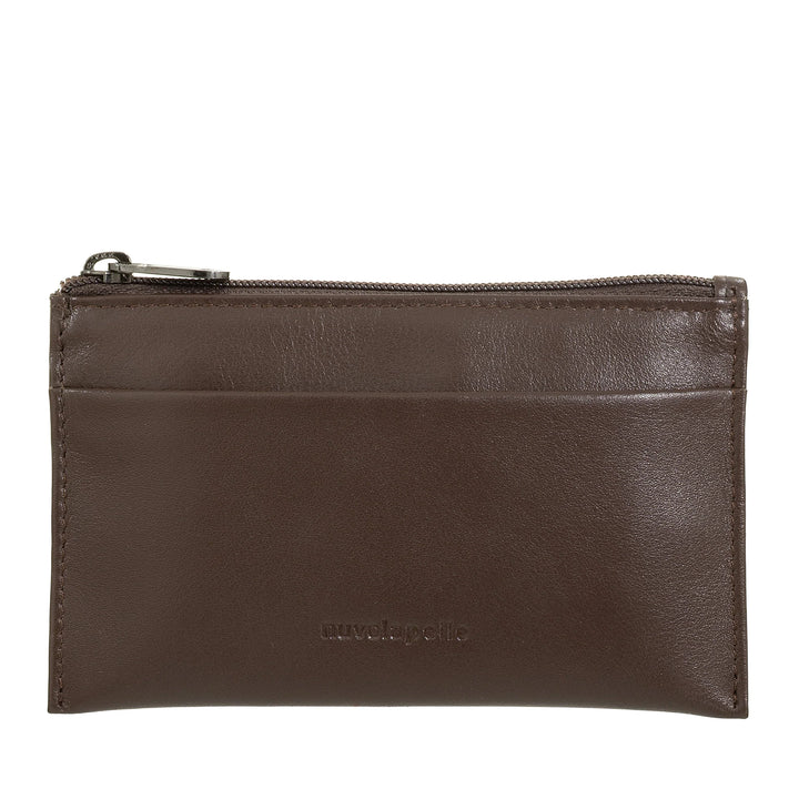 Porta-chaves e porta-moedas Nuvola Pelle em couro genuíno - capa-bolsa com zíper e 2 argolas para chaves