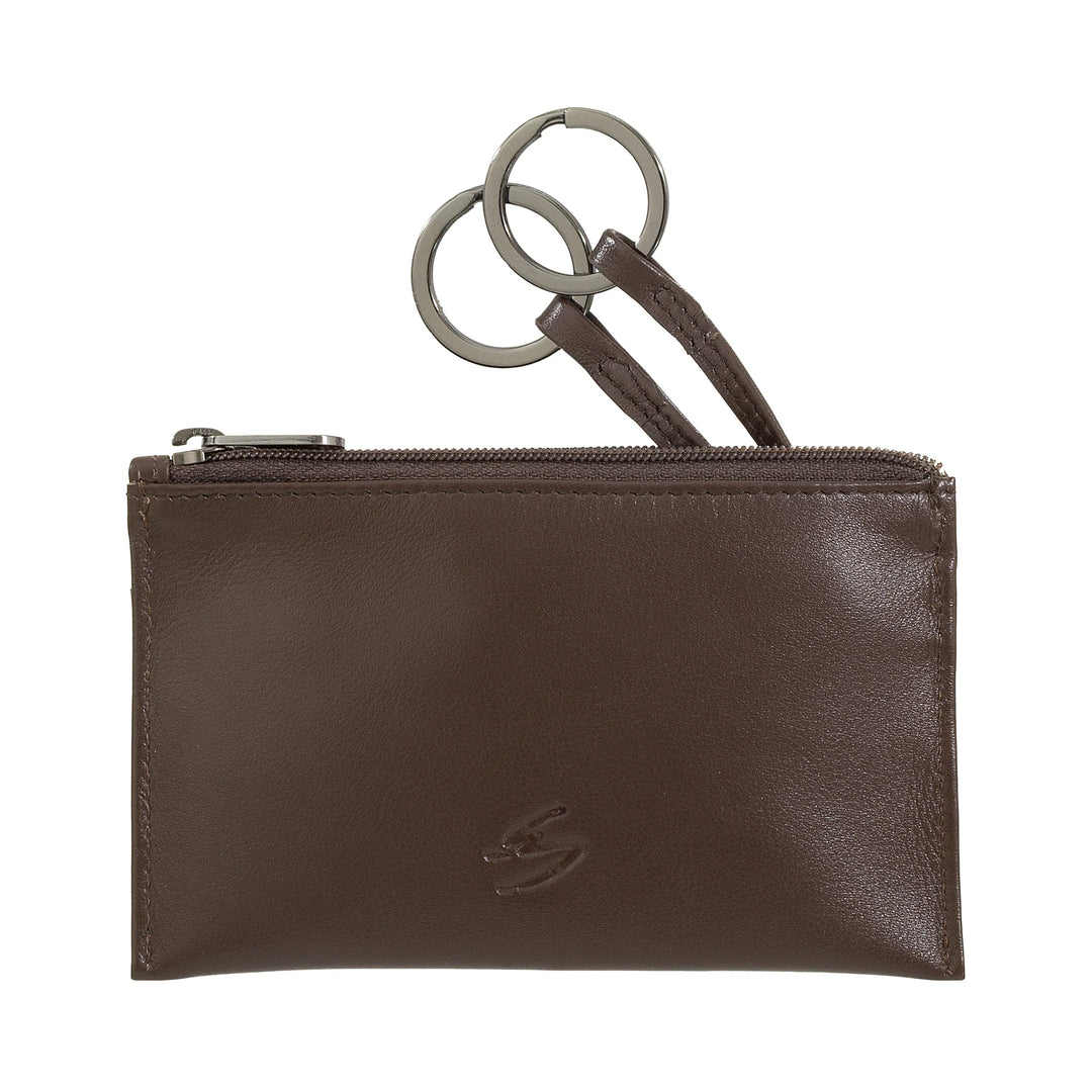 Porta-chaves e porta-moedas Nuvola Pelle em couro genuíno - capa-bolsa com zíper e 2 argolas para chaves