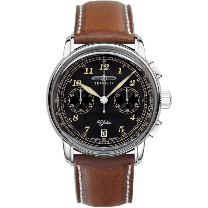 Zeppelin Clock 100 Years Zeppelin Chrono 42mm Black Quartz Steel 7674-3