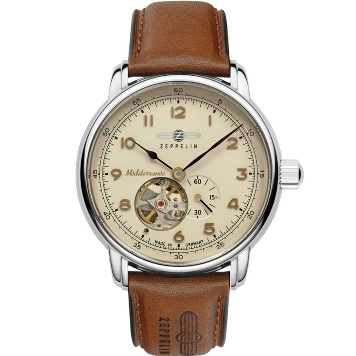 Zeppelin Clock LZ121 Mediterraranèe Automatic Open 40mm Beige Automatic Steel 966-5