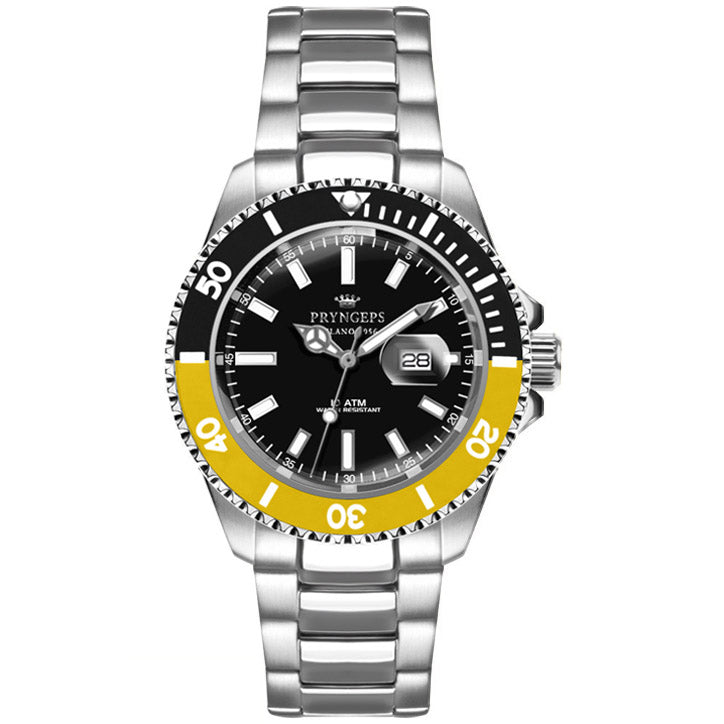 Pryngeps 地中海專業腕錶 42 毫米黑色石英鋼 A1097 N-NG