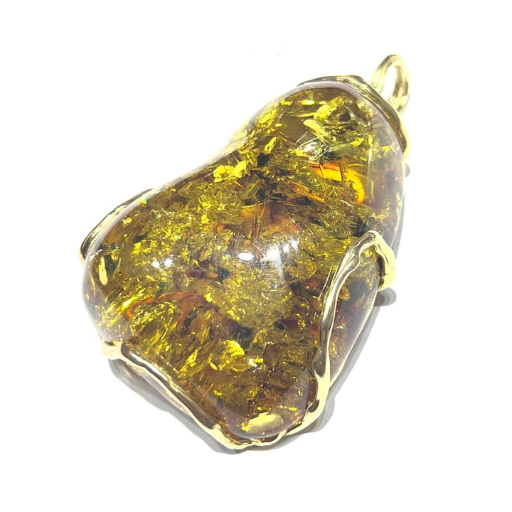 Capodagli ciondolo Ambra montatura in argento 925 finitura PVD oro giallo AC 00271