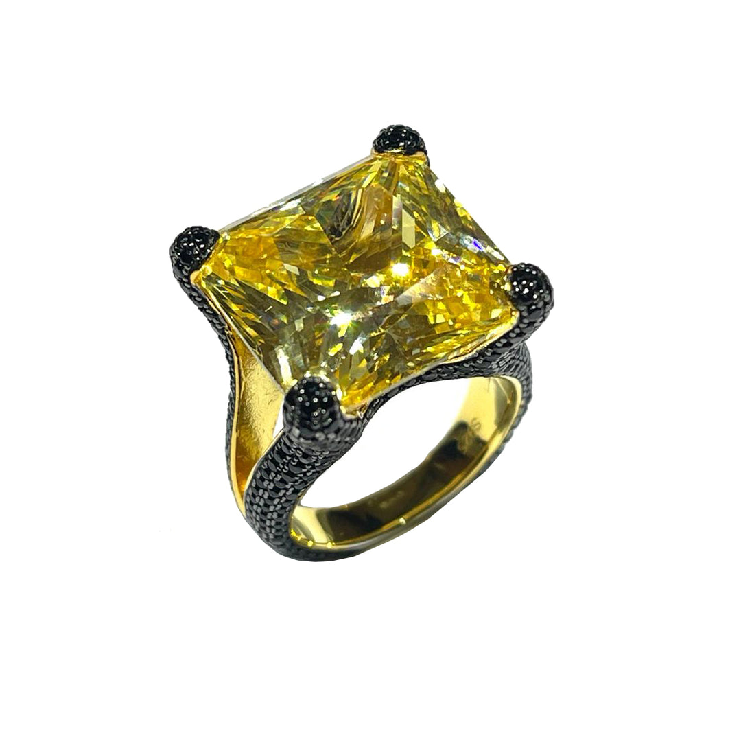 AP Coral Hollywood Ring Style 925 Srebrne wykończenie żółte złote złote fantazyjne an2964gg