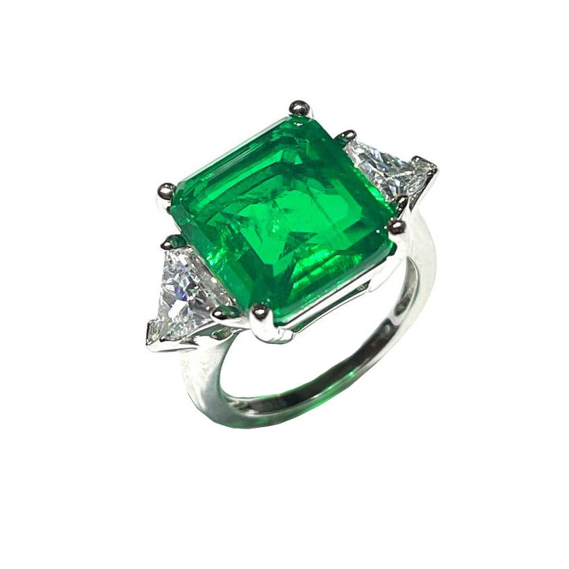 AP Coral Hollywood Ring Diva Style 925 Silver Finning Quartz Emerald A62CG