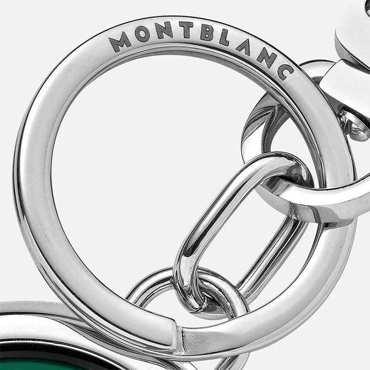 Montblanc portachiavi Meisterstück Spinning emblema girevole verde acciaio 131104