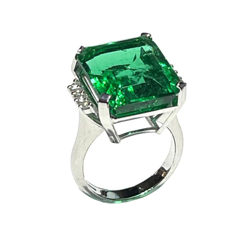 Capodagli anello Smeraldo Synthetic oro bianco 18kt diamanti 0149A