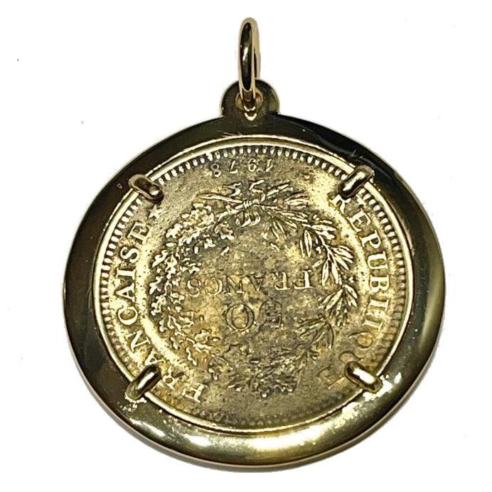 CAPODAGLI CHARM Pendant 50 Francs Bronze Bronze Pvd Yellow Gold CPD-Bull-Bro-152G