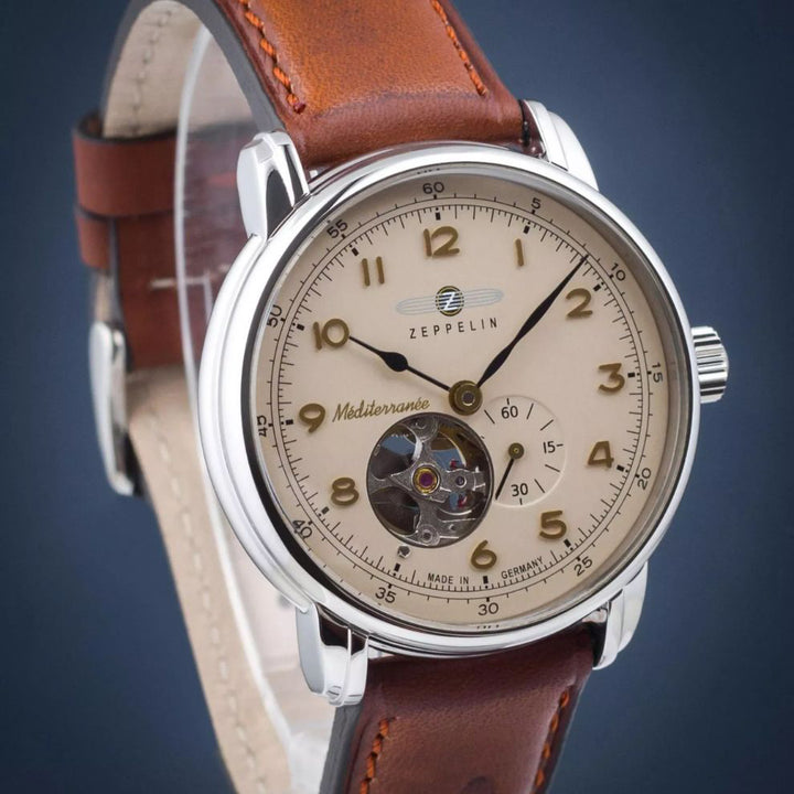 Zeppelin Clock LZ121 Mediterraranèe Automatic Open 40mm Beige Automatic Steel 966-5