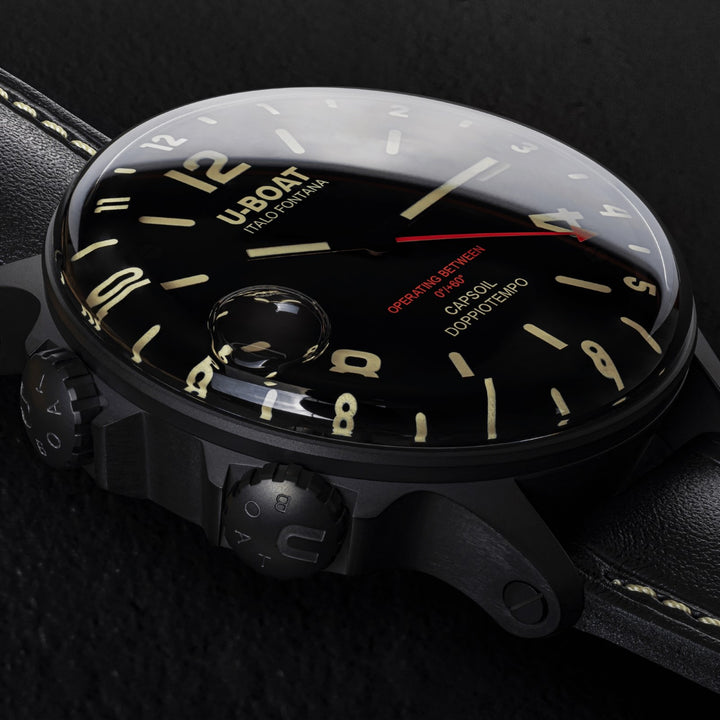 שעון כוסות U-Boat DLC BK להיות 55 מ 'קוורץ פלדה גימור PVD שחור 9671