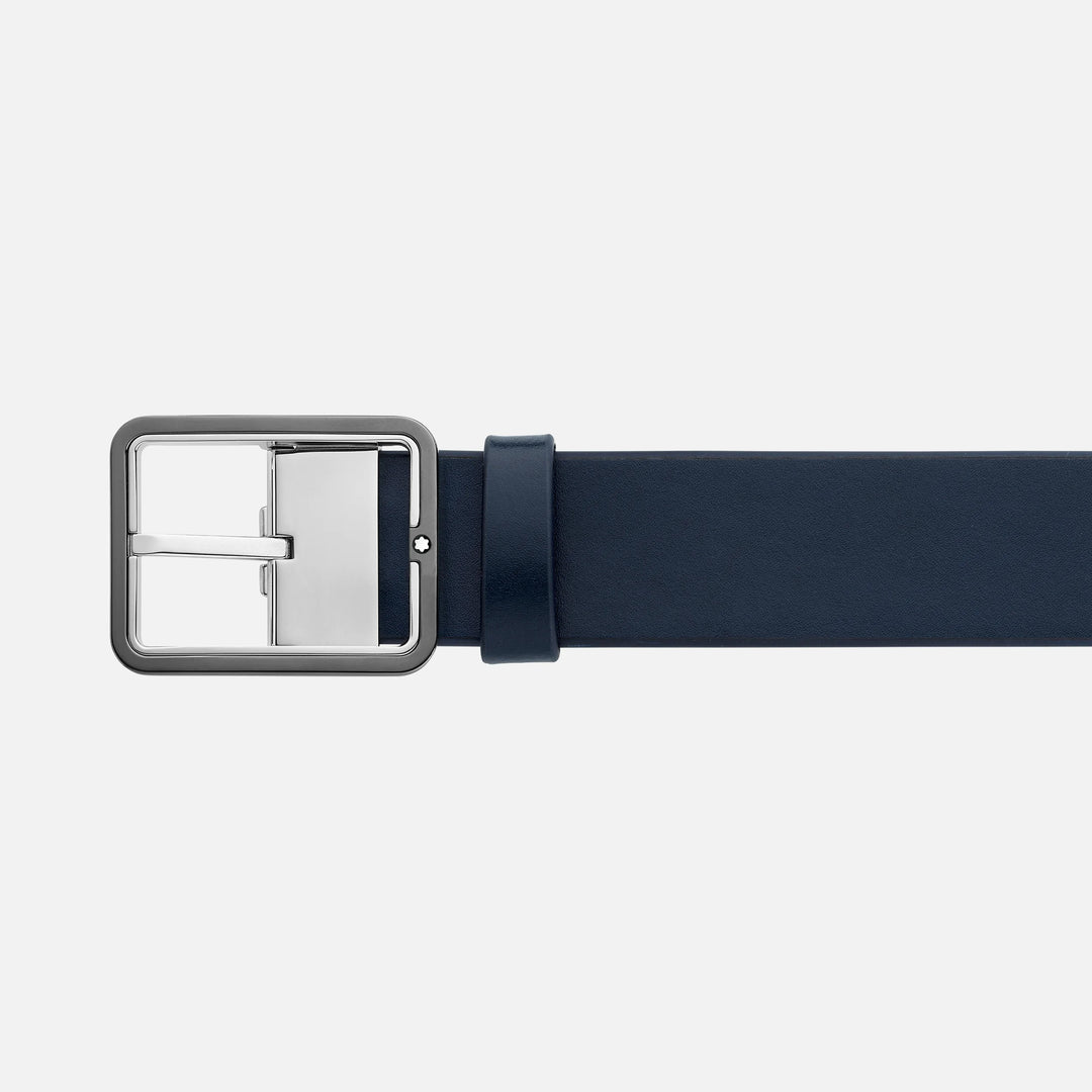 Montblanc 35mm belte med rektangulær blå/reversibel grå rektangulær deksel justerbar størrelse 131193