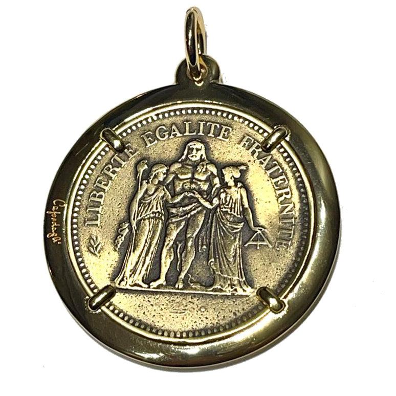 Capodagli charme pendel 50 francs bronze bronze pvd gul guld cpd-bull-bro-152g