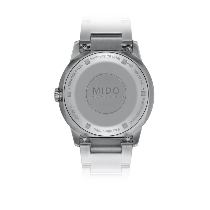 Dowódca zegara Mido Lady 35 mm Madreperper Diamonds Automatyczna stal M021.207.11.106.00