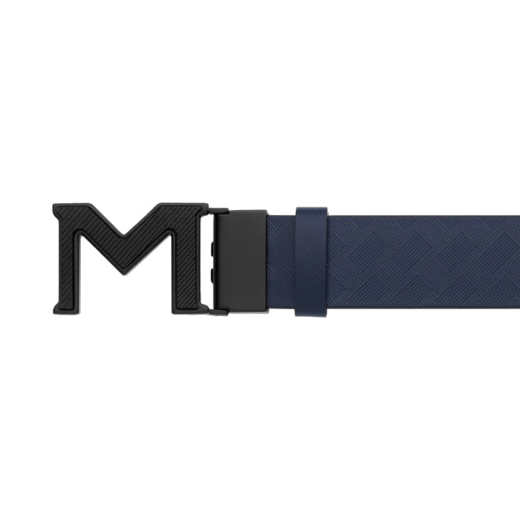 Montblanc cintura reversibile con fibbia M Extrem 3.0 blu/nera liscia 198648