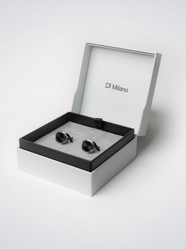 Abotoaduras octogonais D1 Milano pretas D1-JWCLSU01