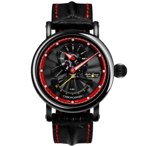 Chronoswiss ओपन गियर क्लॉक घड़ी Resec Limited Edition 50Pezzi 44 मिमी ब्लैक ऑटोमैटिक स्टील DLC फिनिश ब्लैक CH-6925-BKRE