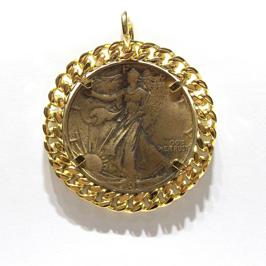 Capodagli Pendant Coin Type Dollar USA USA Bronze PVD Finish Gold Gold CPD-Bit-Bro-511-G