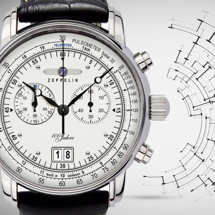 Zeppelin Clock 100 Years Zeppelin Chronograph 42mm silver quartz steel 7690-1