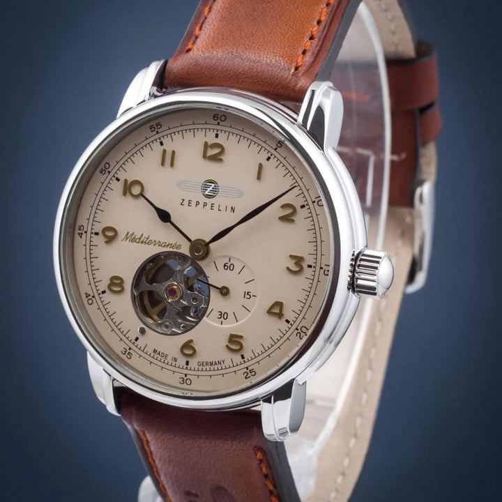 Zeppelin Clock LZ121 Mediterraranèe Automatic Open 40mm Beige Automatic Steel 966-5
