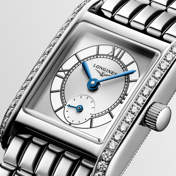 Relógio Longines Turquesa Mini 21.5x29mm diamantes de prata de aço de quartzo L5.200.0.75.6