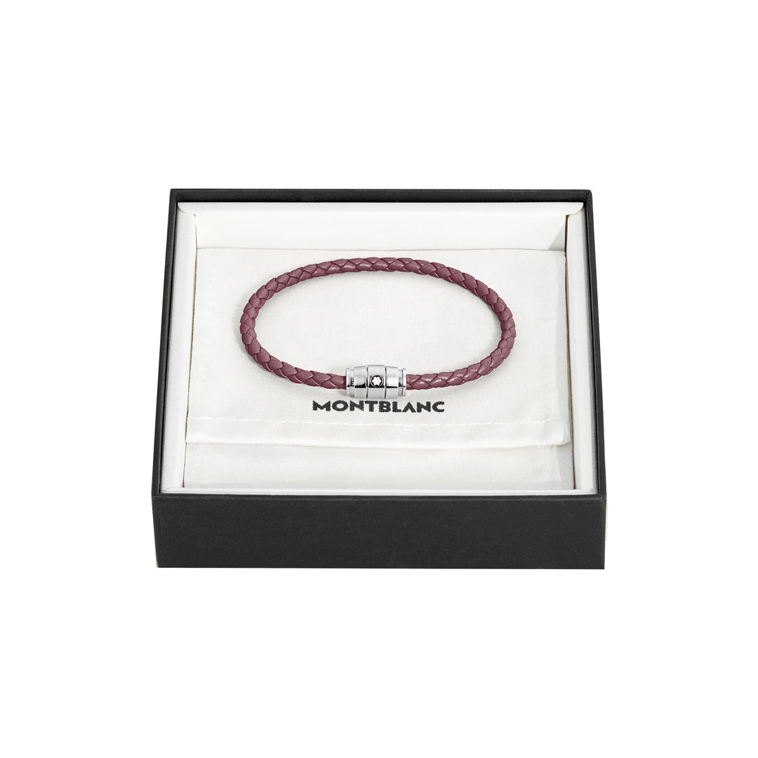 Montblanc 3 gyűrűs acél és bőr karkötő Meisterstück Cassis M 13431363