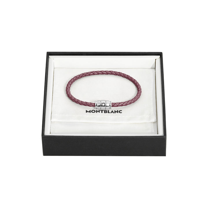 Montblanc 3 gyűrűs acél és bőr karkötő Meisterstück Cassis M 13431363