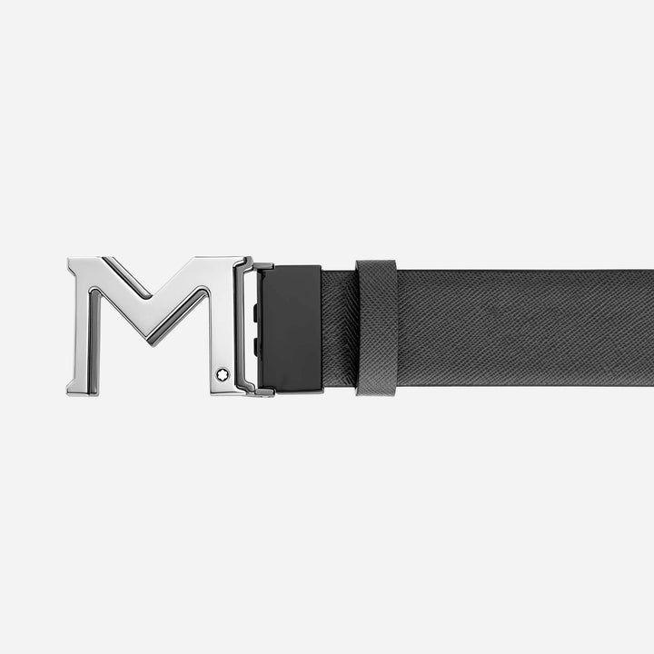 Montblanc cintura reversibile nera/grigia 35mm fibbia M 131178