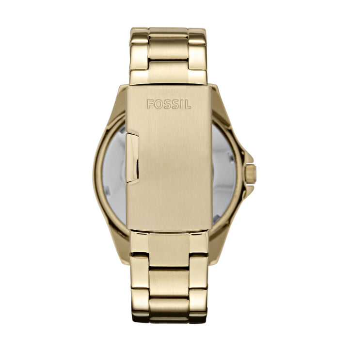Skamielina wielofunkcyjna zegarek Riley 38 mm szampana kwarc stalowy wykończenie Pvd Gold ES3203