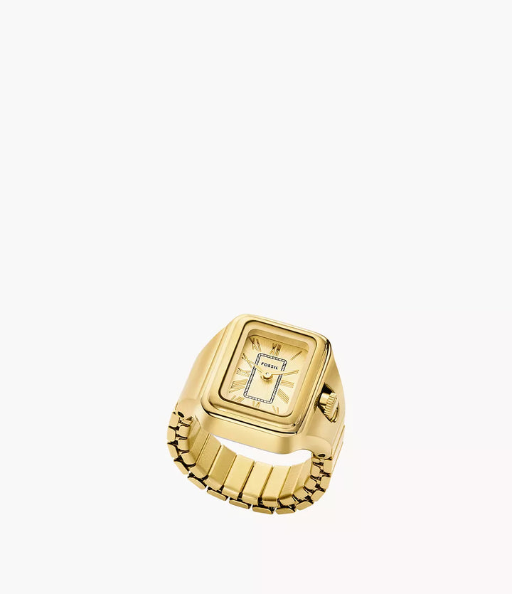 Pierścień zegara kopalnego Raquel 14 mm złoty kwarc stalowy wykończenie Pvd Gold ES5343