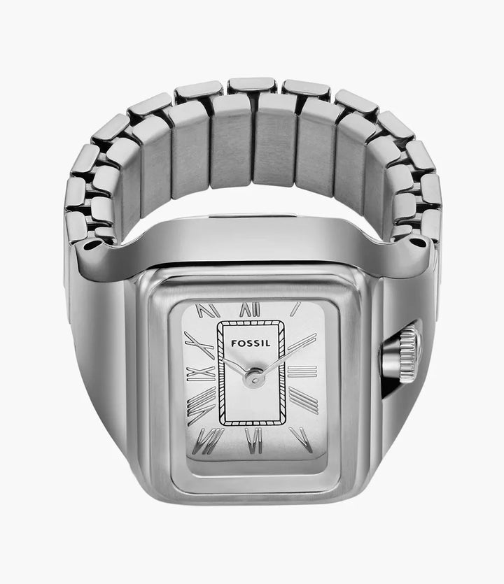 Fosilní hodinový prsten Raquel 14mm Silver Quartz Steel ES5344