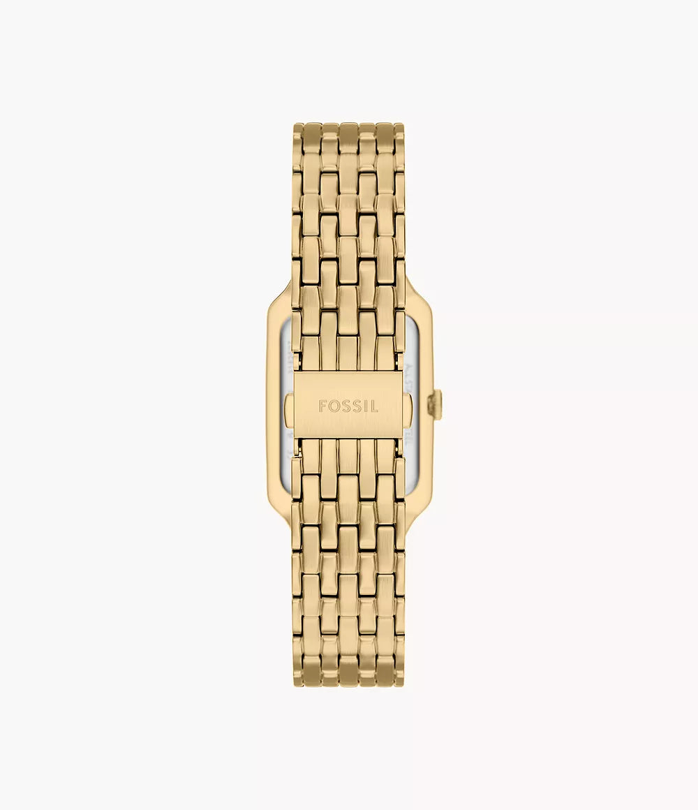 Fossile Uhr Raquel 23 mm grüner Quarzstahl Gelbgold PVD-Finish ES5452